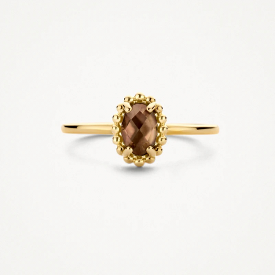 BLUSH 1272YBQ GEELGOUDEN RING MET PARELMOER EN BERGKRISTAL