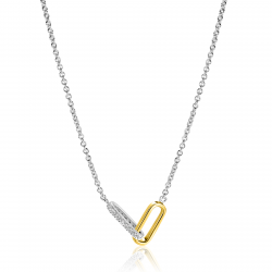 ZINZI ZIC2668 ZILVER VERGULD SCHAKELCOLLIER MET ZIRKONIA