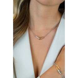 ZINZI ZIC2668 ZILVER VERGULD SCHAKELCOLLIER MET ZIRKONIA