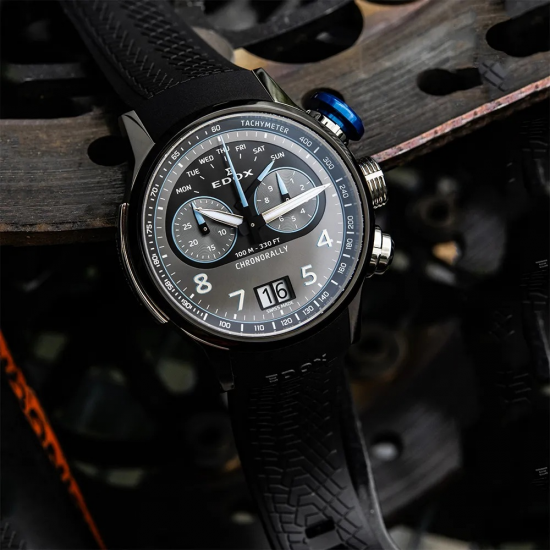 EDOX 38003 TINBU GNBU TITANIUM HERENHORLOGE CHRONORALLY CHRONOGRAPH 45