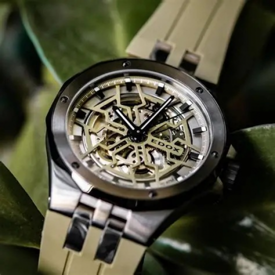 EDOX 85303 357GNCAV VONB STALEN HERENHORLOGE DELFIN MECANO SKELETON