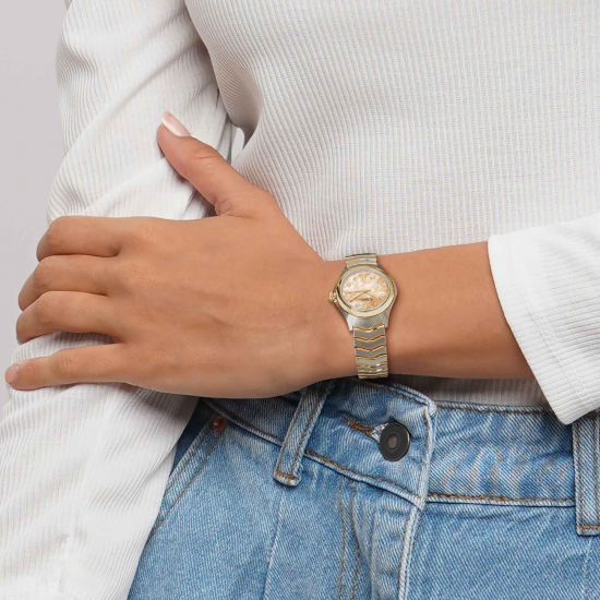 EBEL 1216688 DAMESHORLOGE STAAL/18KT GOUD WAVE