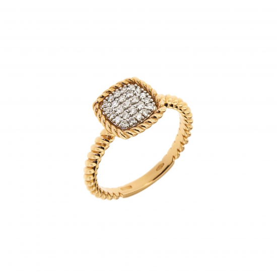 PERONI&PARISE 7018-R GEEL 18K GOUDEN RING MET NATUURLIJKE DIAMANT QUEEN COLLECTION