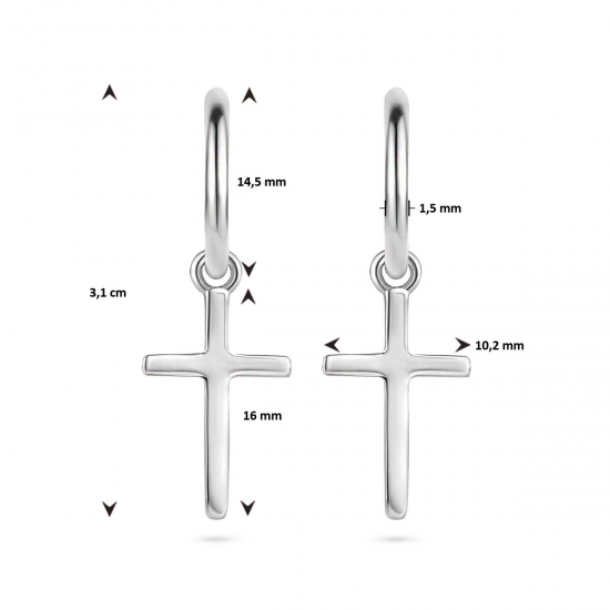 HUISCOLLECTIE 1334763 ZILVEREN OORRINGEN KRUISJE