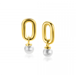 ZINZI ZICH2821G VERGULD ZILVEREN OORRING HANGERS MET PAREL