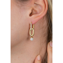 ZINZI ZICH2821G VERGULD ZILVEREN OORRING HANGERS MET PAREL