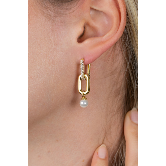 ZINZI ZICH2821G VERGULD ZILVEREN OORRING HANGERS MET PAREL