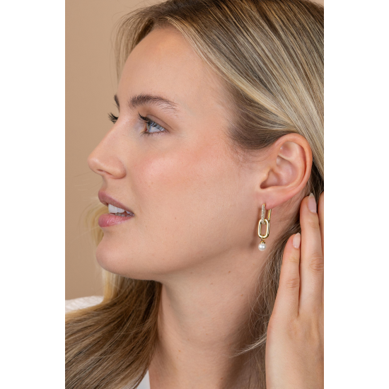 ZINZI ZICH2821G VERGULD ZILVEREN OORRING HANGERS MET PAREL