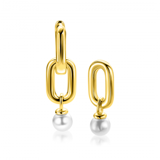 ZINZI ZICH2821G VERGULD ZILVEREN OORRING HANGERS MET PAREL