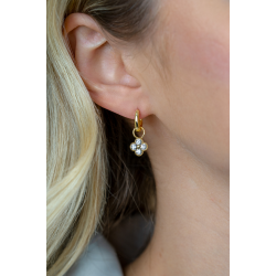 ZINZI ZICH2735Y VERGULD ZILVEREN OORRING HANGERS KLAVER MET ZIRKONIA