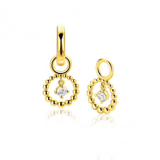 ZINZI ZICH2816 VERGULD ZILVEREN OORRING HANGERS MET ZIRKONIA
