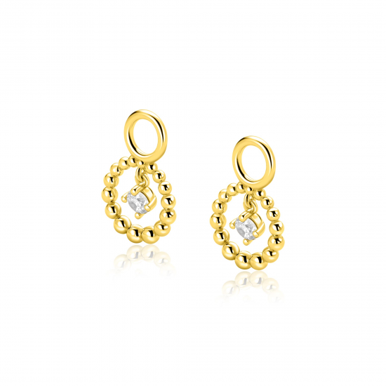 ZINZI ZICH2816 VERGULD ZILVEREN OORRING HANGERS MET ZIRKONIA