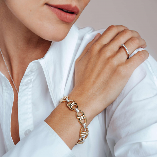 TI SENTO 23087ZY ZILVEREN ARMBAND BICOLOR ZIRKONIA