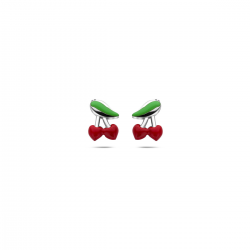 HUISCOLLECTIE 1341857 ZILVEREN KINDEROORKNOPPEN KERSEN EMAILLE