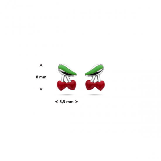 HUISCOLLECTIE 1341857 ZILVEREN KINDEROORKNOPPEN KERSEN EMAILLE