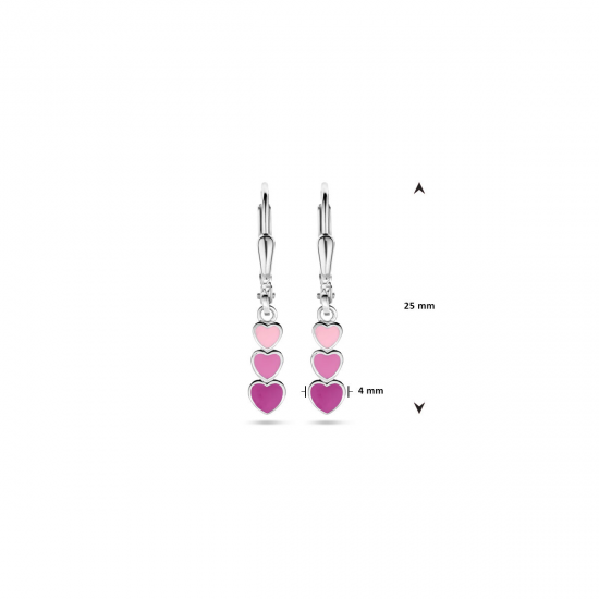 HUISCOLLECTIE 1339729 ZILVEREN OORHANGERS EMAILLE HARTJES