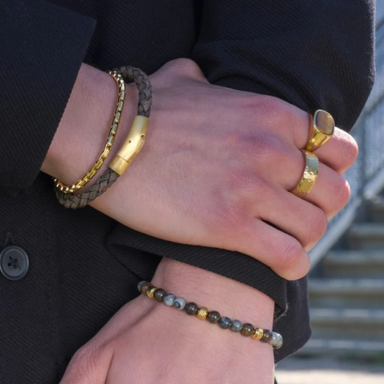 SON OF NOA 10890002862 VERGULD STALEN HERENRING MET GELE TIJGEROOG