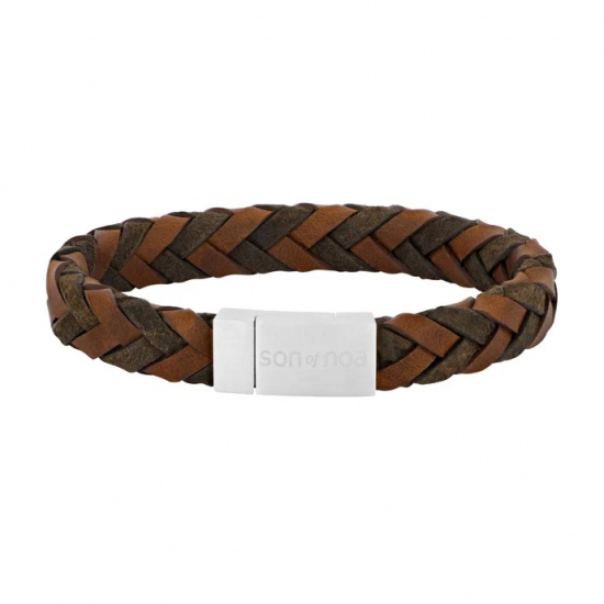 SON OF NOA 80970309219 ARMBAND BRUIN LEER MET STALEN MAGNEETSLUITING