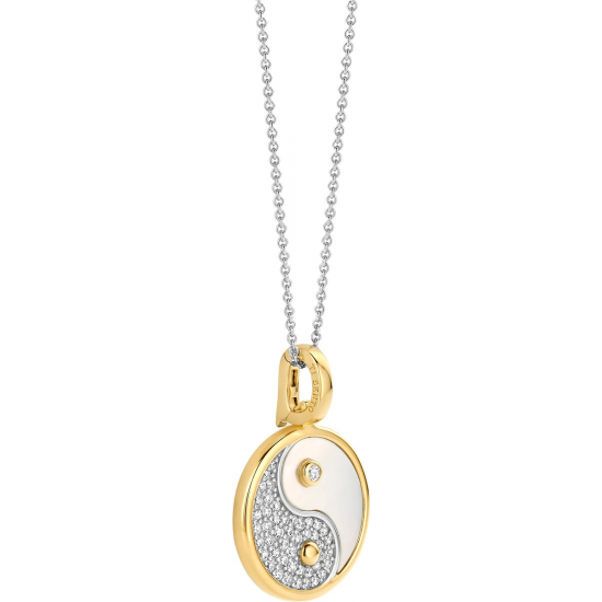 TI SENTO 6843MW ZILVEREN COLLIER MET ZILVER VERGULDE HANGER ZIRKONIA