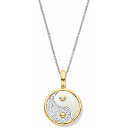 TI SENTO 6843MW ZILVEREN COLLIER MET ZILVER VERGULDE HANGER ZIRKONIA