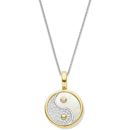 TI SENTO 6843MW ZILVEREN COLLIER MET ZILVER VERGULDE HANGER ZIRKONIA