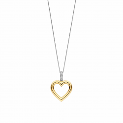 TI SENTO 6858ZY ZILVER VERGULD COLLIER HART ZIRKONIA