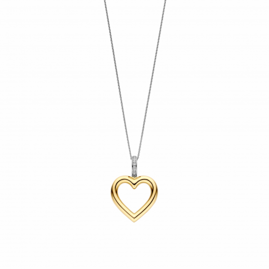 TI SENTO 6858ZY ZILVER VERGULD COLLIER HART ZIRKONIA