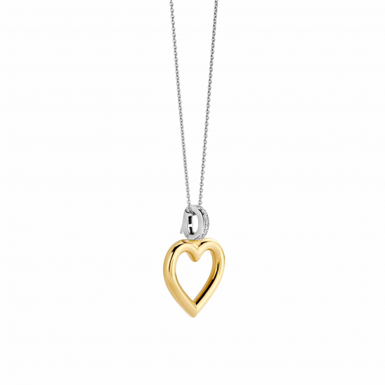 TI SENTO 6858ZY ZILVER VERGULD COLLIER HART ZIRKONIA