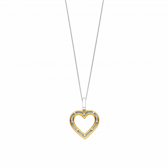 TI SENTO 6858ZY ZILVER VERGULD COLLIER HART ZIRKONIA