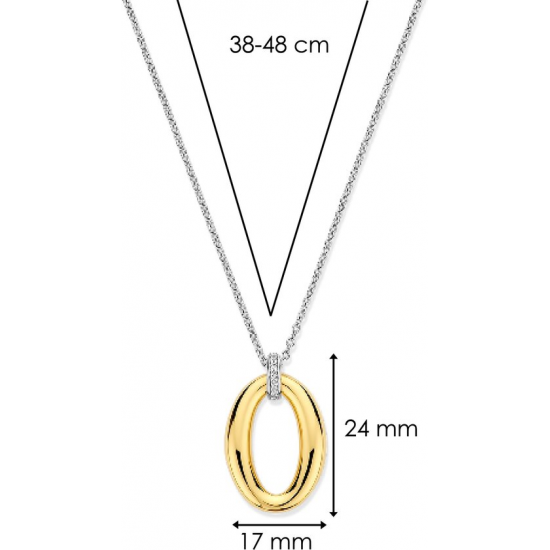 TI SENTO 34091ZY ZILVER VERGULD COLLIER MET HANGER ZIRKONIA