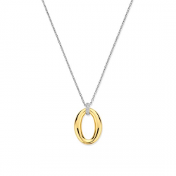 TI SENTO 34091ZY ZILVER VERGULD COLLIER MET HANGER ZIRKONIA