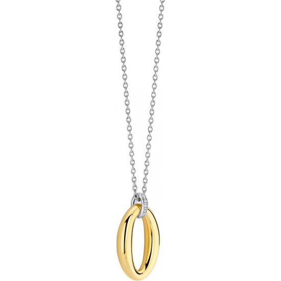 TI SENTO 34091ZY ZILVER VERGULD COLLIER MET HANGER ZIRKONIA