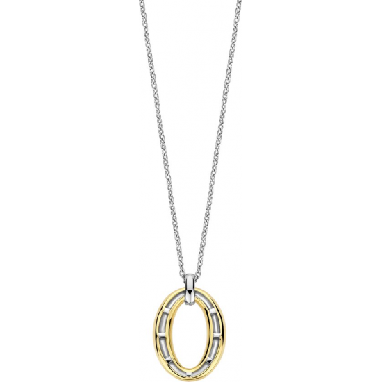 TI SENTO 34091ZY ZILVER VERGULD COLLIER MET HANGER ZIRKONIA