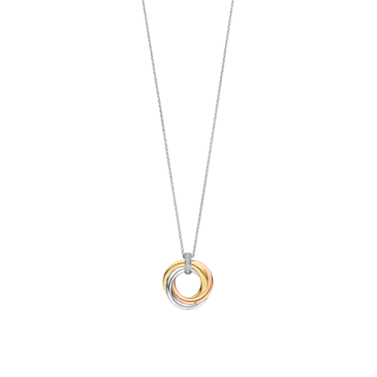 TI SENTO 3972ZT ZILVER VERGULDE HANGER TRICOLOR ZIRKONIA