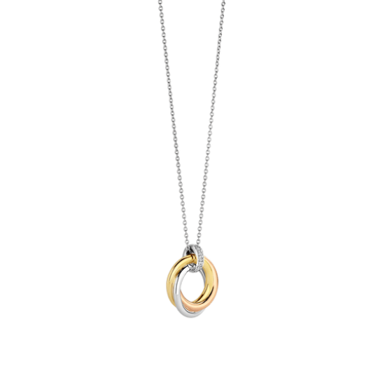 TI SENTO 3972ZT ZILVER VERGULDE HANGER TRICOLOR ZIRKONIA