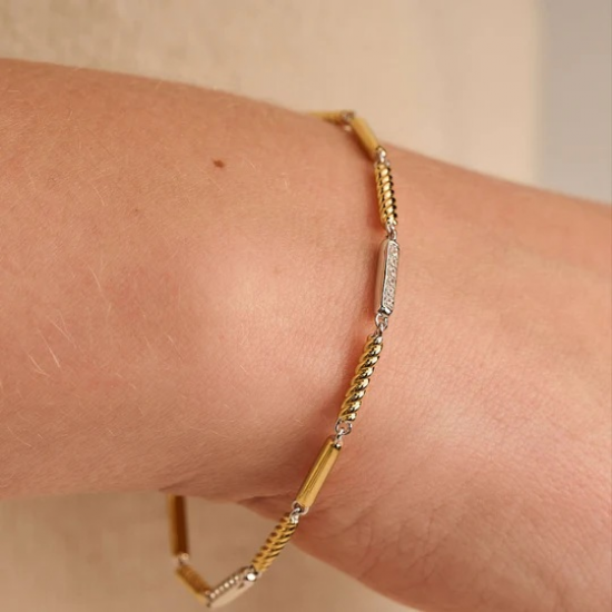 TI SENTO 23066ZY ZILVEREN ARMBAND BICOLOR ZIRKONIA