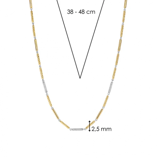 TI SENTO 34088ZY ZILVEREN COLLIER BICOLOR ZIRKONIA