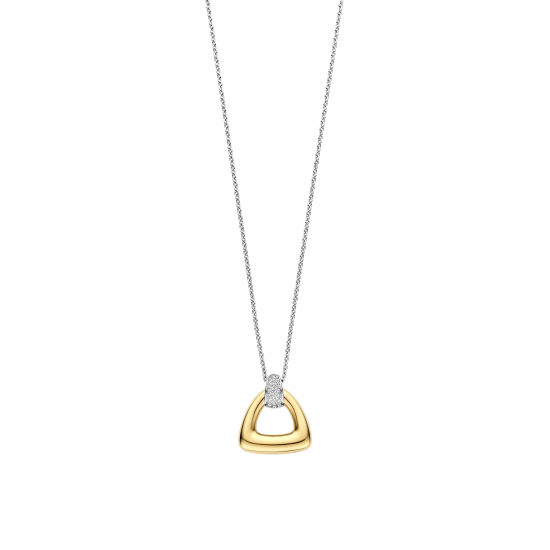 TI SENTO 34108ZY ZILVER VERGULD COLLIER MET HANGER ZIRKONIA