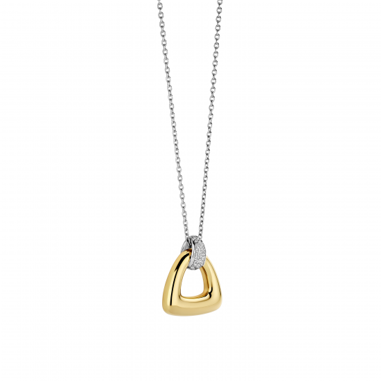 TI SENTO 34108ZY ZILVER VERGULD COLLIER MET HANGER ZIRKONIA