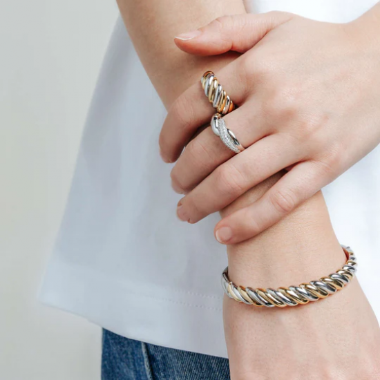 TI SENTO 23078SY VERGULD ZILVEREN BANGLE