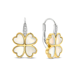 TI SENTO 78005MW ZILVER VERGULDE OORHANGERS PARELMOER-ZIRKONIA