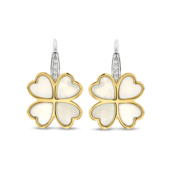 TI SENTO 78005MW ZILVER VERGULDE OORHANGERS PARELMOER-ZIRKONIA