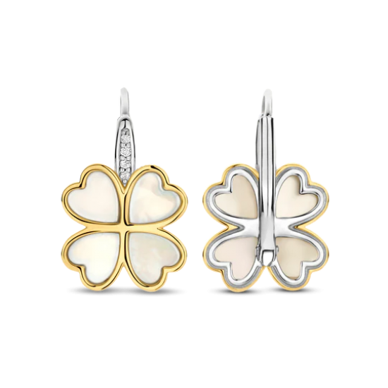 TI SENTO 78005MW ZILVER VERGULDE OORHANGERS PARELMOER-ZIRKONIA