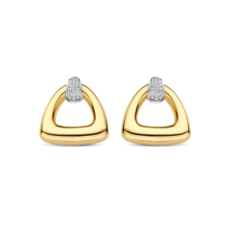 TI SENTO 78034ZY ZILVER VERGULDE OORHANGERS MET ZIRKONIA