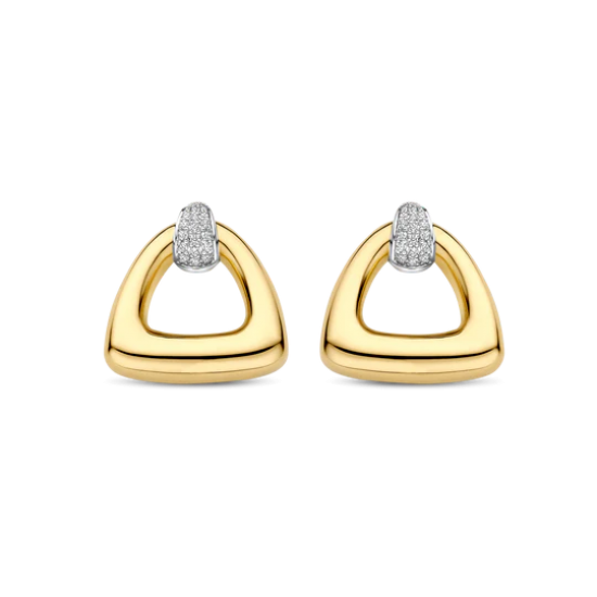 TI SENTO 78034ZY ZILVER VERGULDE OORHANGERS MET ZIRKONIA