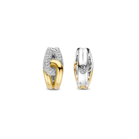 TI SENTO 78033ZY ZILVER VERGULDE OORRINGEN MET ZIRKONIA