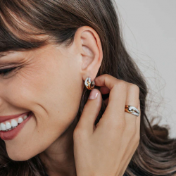 TI SENTO 78033ZY ZILVER VERGULDE OORRINGEN MET ZIRKONIA