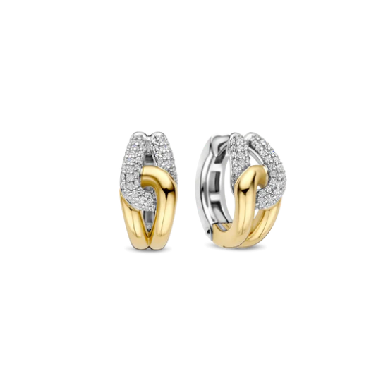 TI SENTO 78033ZY ZILVER VERGULDE OORRINGEN MET ZIRKONIA