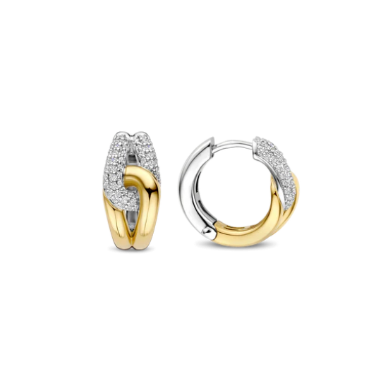 TI SENTO 78033ZY ZILVER VERGULDE OORRINGEN MET ZIRKONIA