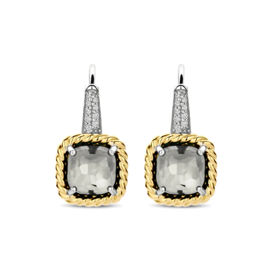 TI SENTO 78042GG ZILVER VERGULDE OORHANGERS MET ZIRKONIA